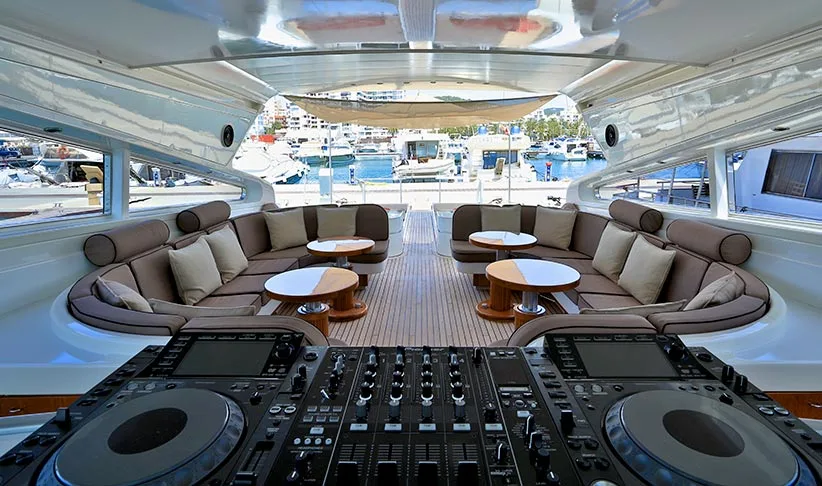Luxury Superyacht Ibiza Leopard 27 DJ Decks Ready To Party - Bella Entertainment Singapore