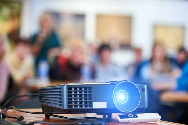 Projector set up for a presentation in Singapore