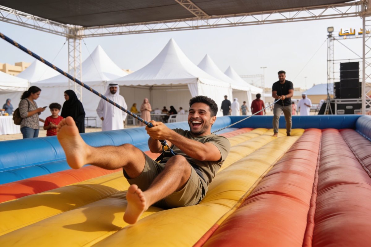 Player pulled back on a bungee run in Singapore Player pulled back on a bungee run in Singapore