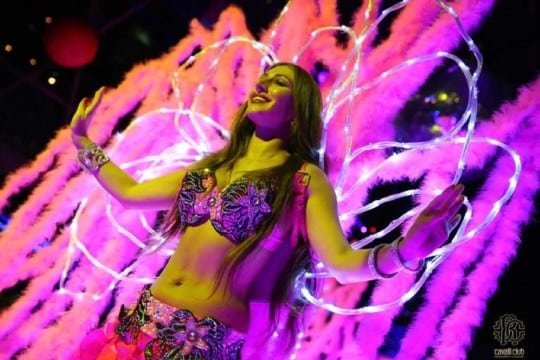 Belly dancer with LED wings in Singapore
