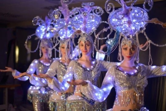 Belly dance show with illuminated headdresses in Singapore