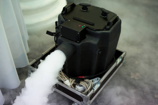 Low fog machine creating ground fog at an event venue